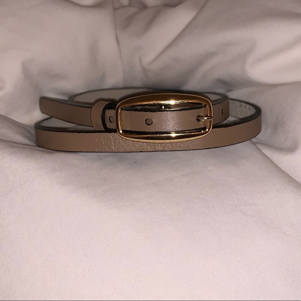 J. Crew Beige Skinny Belt with Gold Hardware - Picture 1 of 2